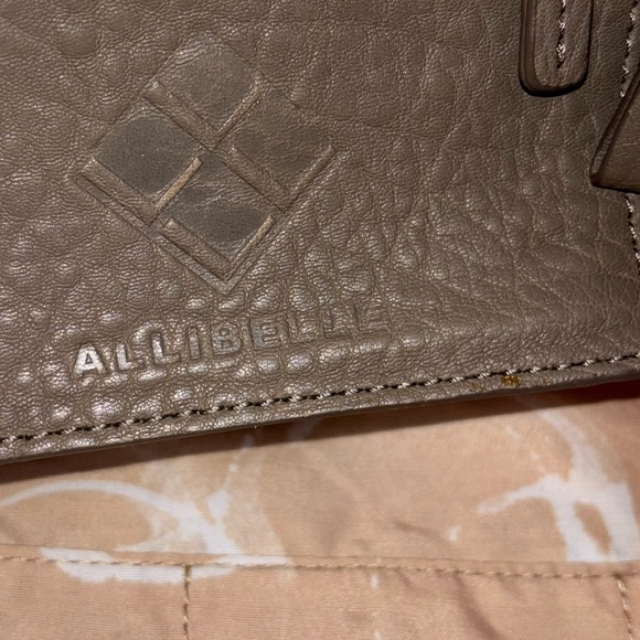 ALLIBELLE TAN LEATHER ROOMY DOUBLE HANDLE SPACIOUS CARRY ALL BAG PURSE - Picture 11 of 13